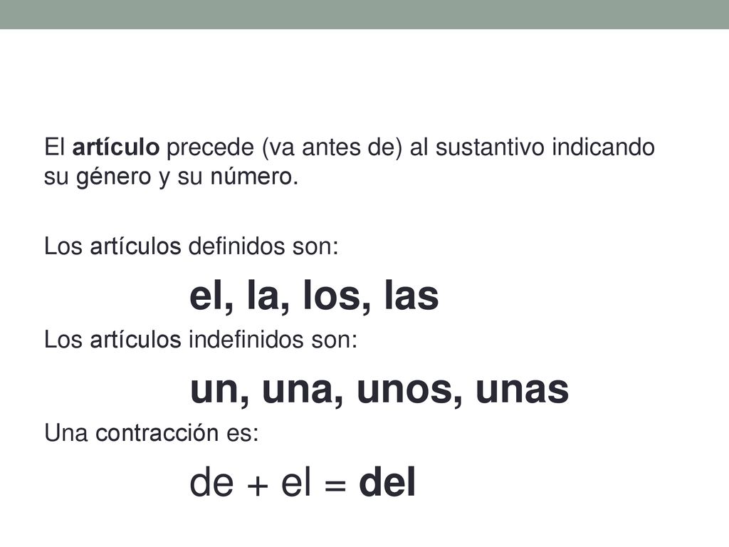 El artículo precede (va antes de) al sustantivo indicando su género y su número.
