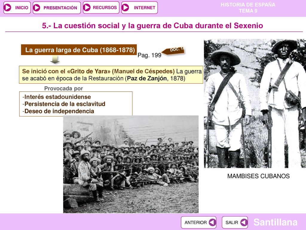5.- La cuestión social y la guerra de Cuba durante el Sexenio