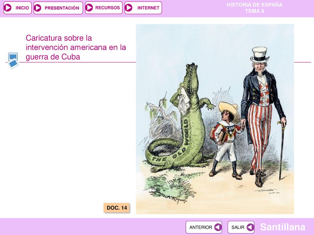 Caricatura sobre la intervención americana en la guerra de Cuba