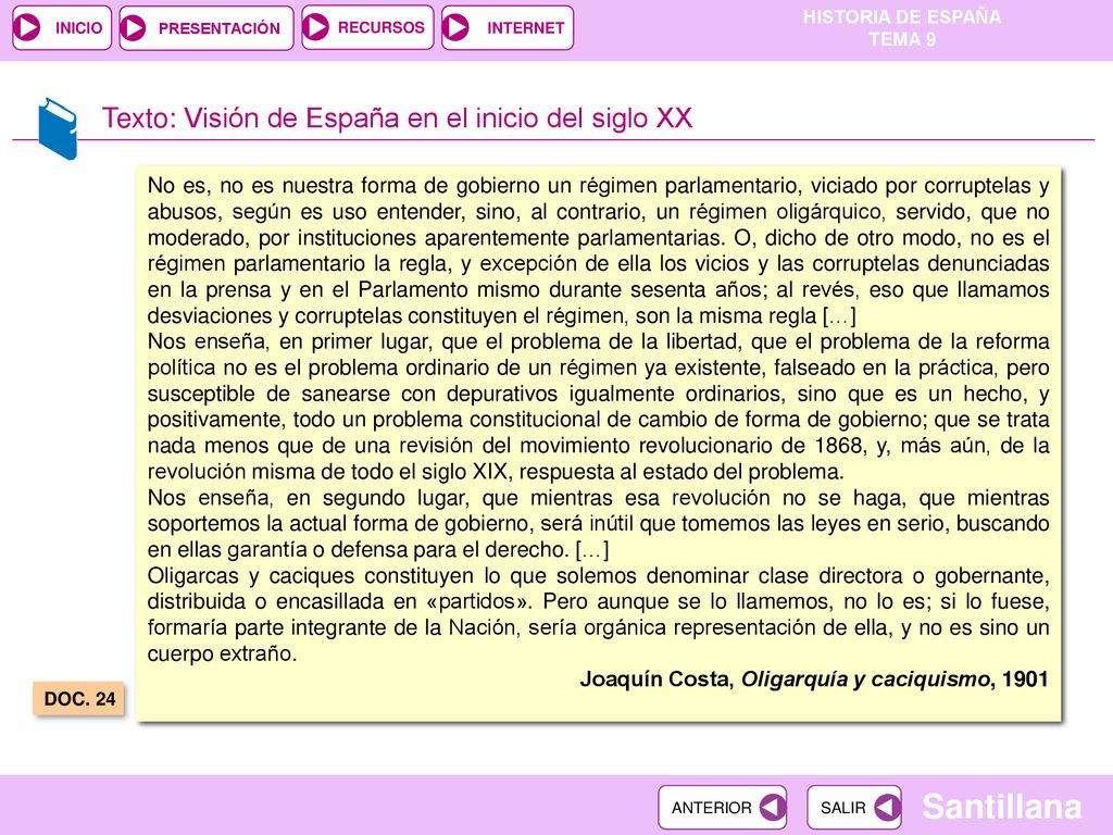 Texto: Visión de España en el inicio del siglo XX