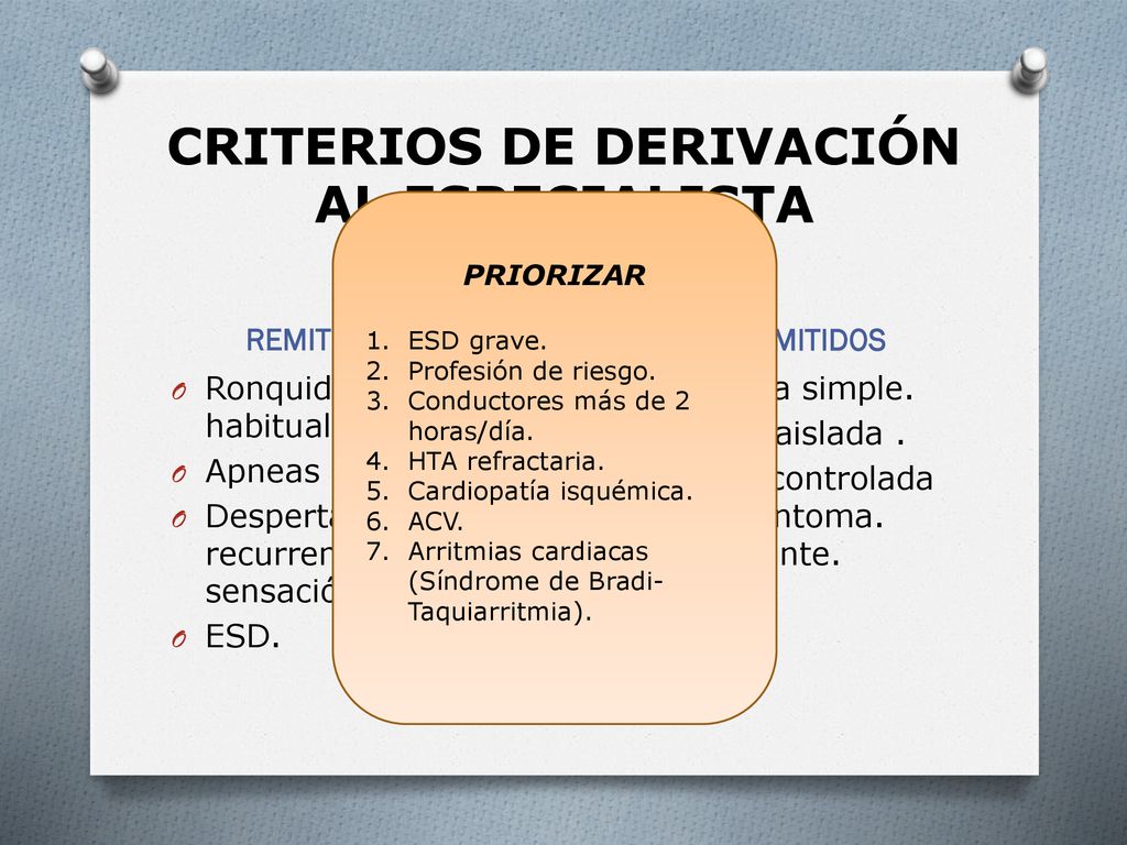 CRITERIOS DE DERIVACIÓN AL ESPECIALISTA