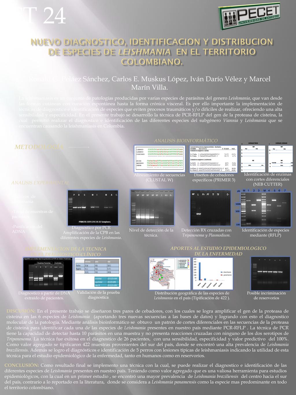 CT 24 NUEVO DIAGNOSTICO, IDENTIFICACION Y DISTRIBUCION DE ESPECIES DE Leishmania EN EL TERRITORIO COLOMBIANO.