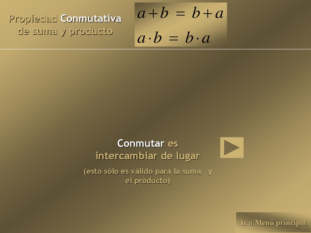 Propiedad Conmutativa de suma y producto
