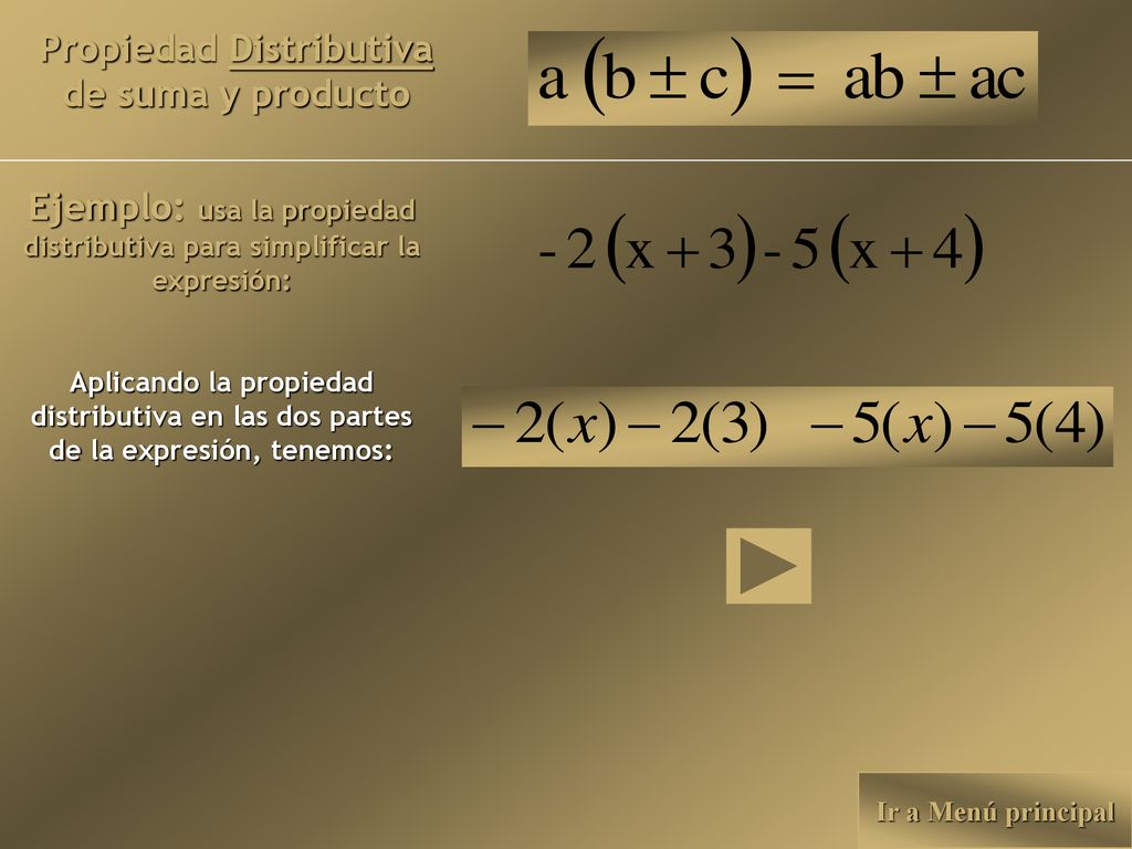Propiedad Distributiva de suma y producto