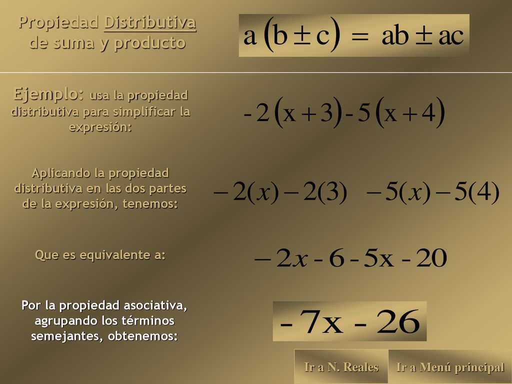 Propiedad Distributiva de suma y producto