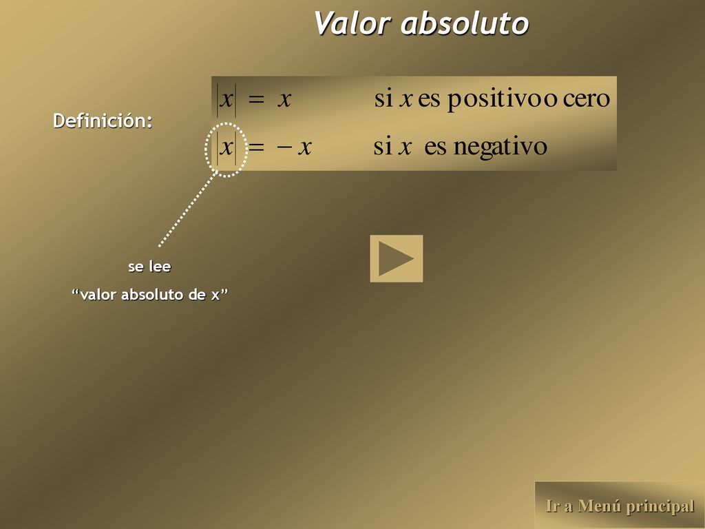 Valor absoluto Definición: Ir a Menú principal se lee