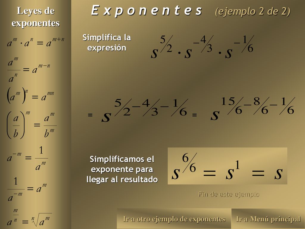 E x p o n e n t e s (ejemplo 2 de 2)