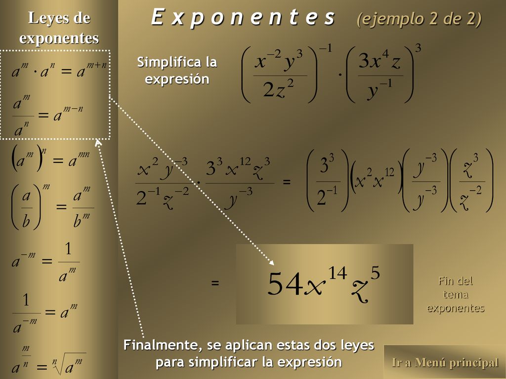 E x p o n e n t e s (ejemplo 2 de 2)