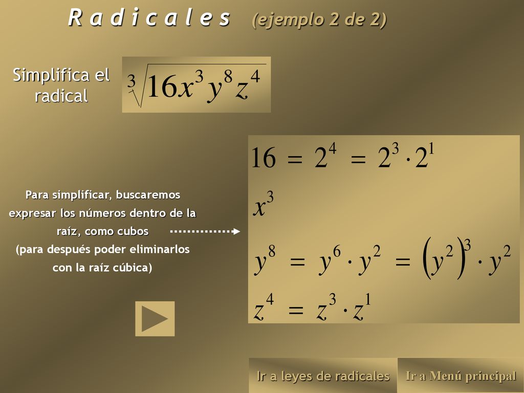 R a d i c a l e s (ejemplo 2 de 2)