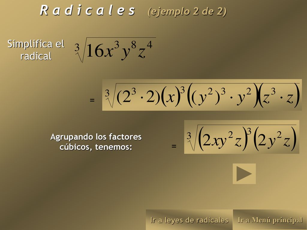 R a d i c a l e s (ejemplo 2 de 2)