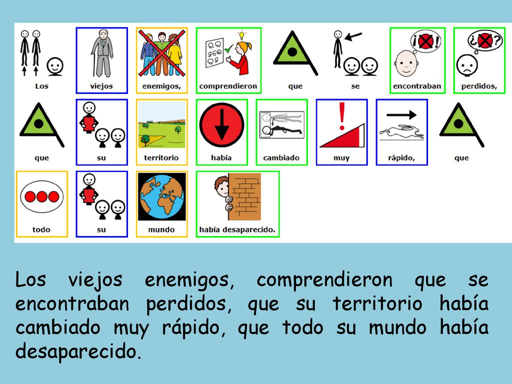 Los viejos enemigos, comprendieron que se encontraban perdidos, que su territorio había cambiado muy rápido, que todo su mundo había desaparecido.