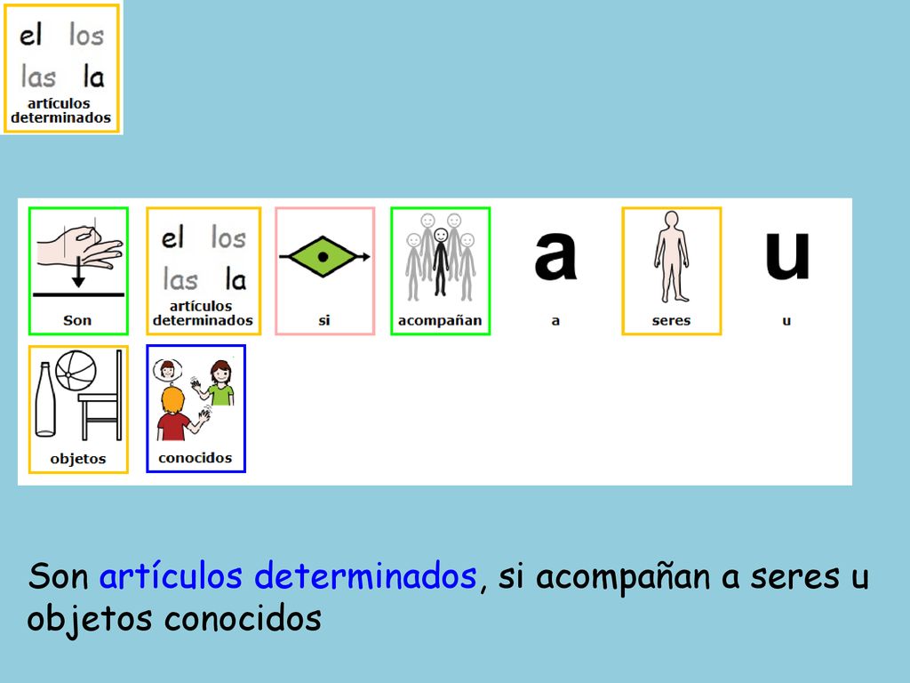 Son artículos determinados, si acompañan a seres u objetos conocidos
