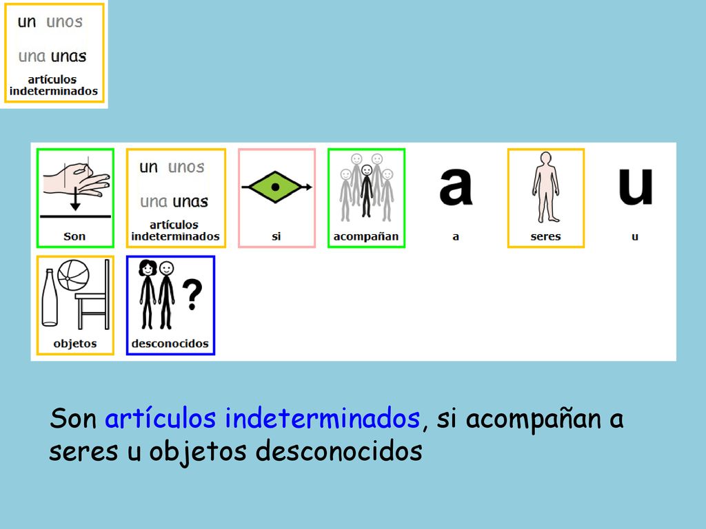 Son artículos indeterminados, si acompañan a seres u objetos desconocidos