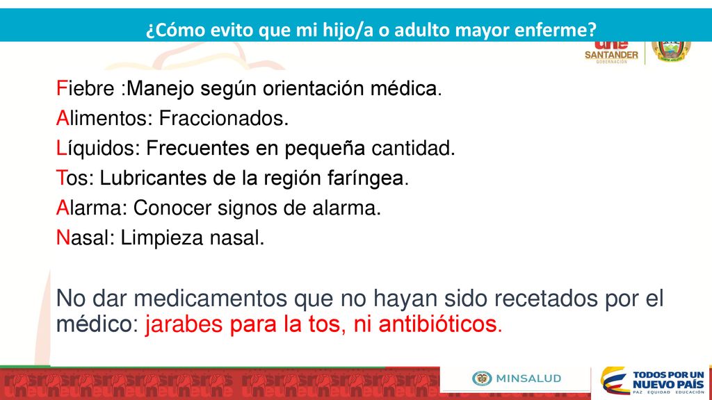 ¿Cómo evito que mi hijo/a o adulto mayor enferme