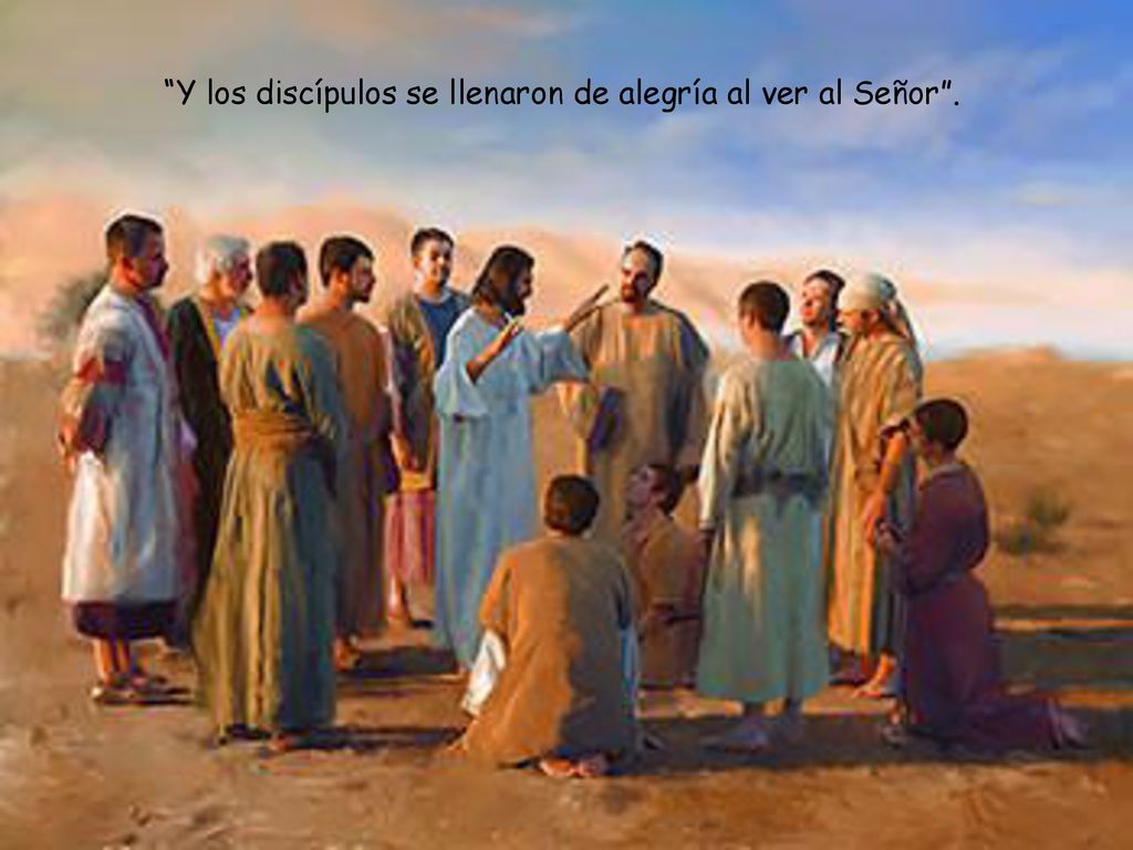 Y los discípulos se llenaron de alegría al ver al Señor .