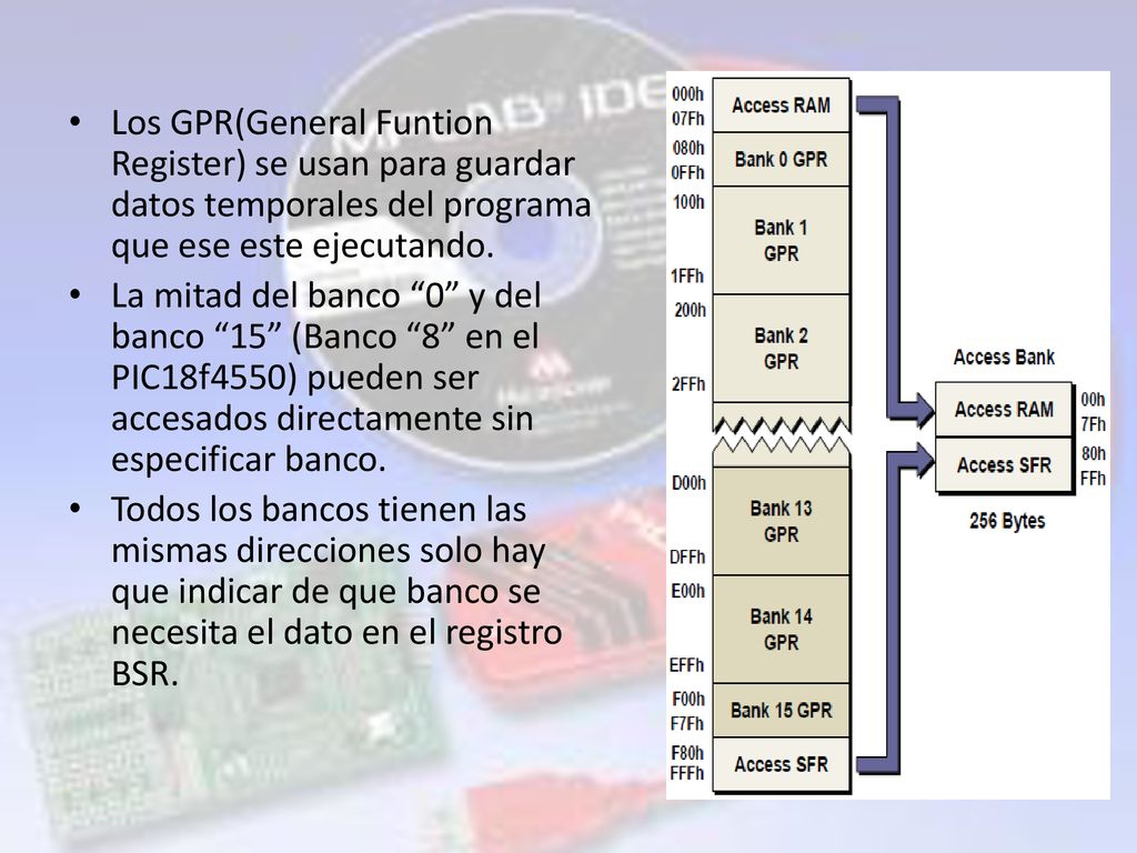 Los GPR(General Funtion Register) se usan para guardar datos temporales del programa que ese este ejecutando.