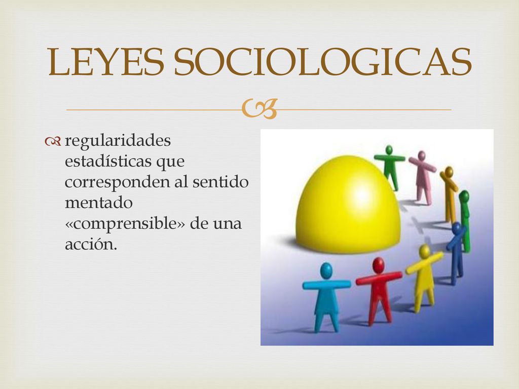 LEYES SOCIOLOGICAS regularidades estadísticas que corresponden al sentido mentado «comprensible» de una acción.