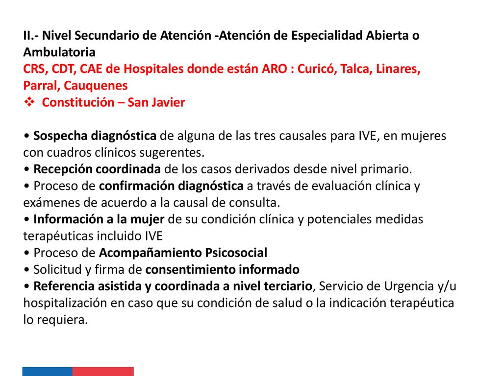 II.- Nivel Secundario de Atención -Atención de Especialidad Abierta o