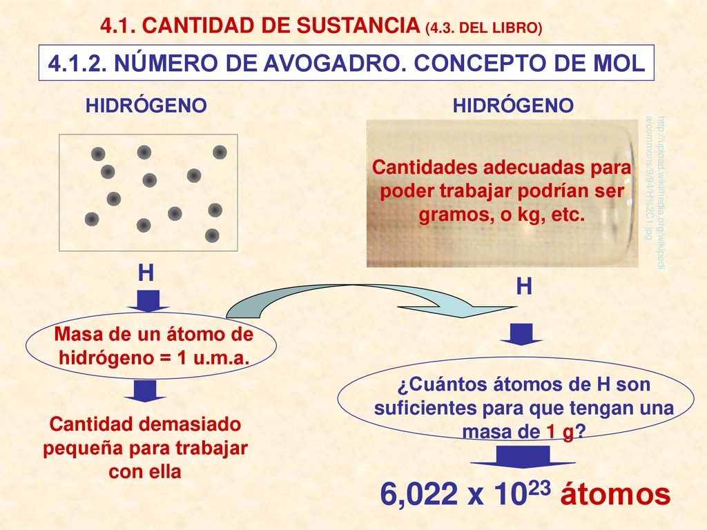 6,022 x 1023 átomos NÚMERO DE AVOGADRO. CONCEPTO DE MOL H H