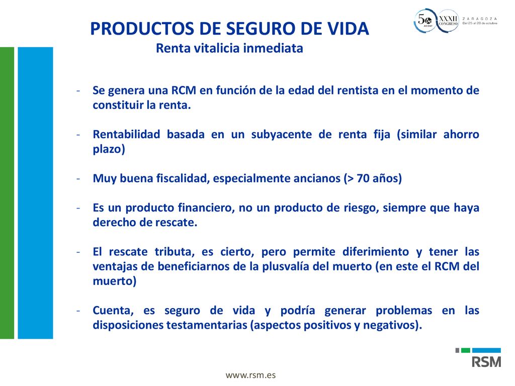 PRODUCTOS DE SEGURO DE VIDA Renta vitalicia inmediata