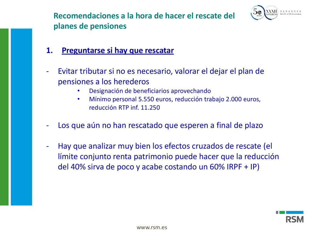 Recomendaciones a la hora de hacer el rescate del planes de pensiones