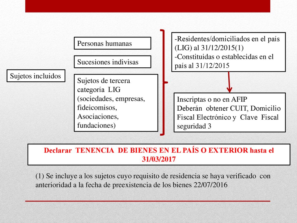 Declarar TENENCIA DE BIENES EN EL PAÍS O EXTERIOR hasta el 31/03/2017