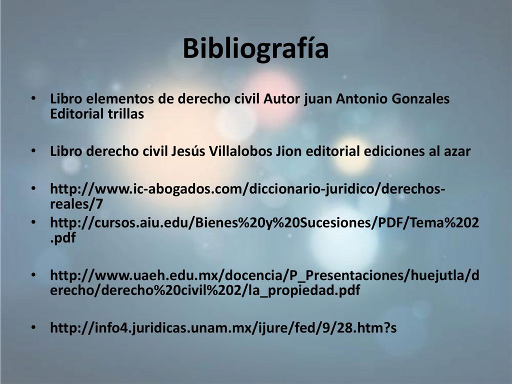 Bibliografía Libro elementos de derecho civil Autor juan Antonio Gonzales Editorial trillas.