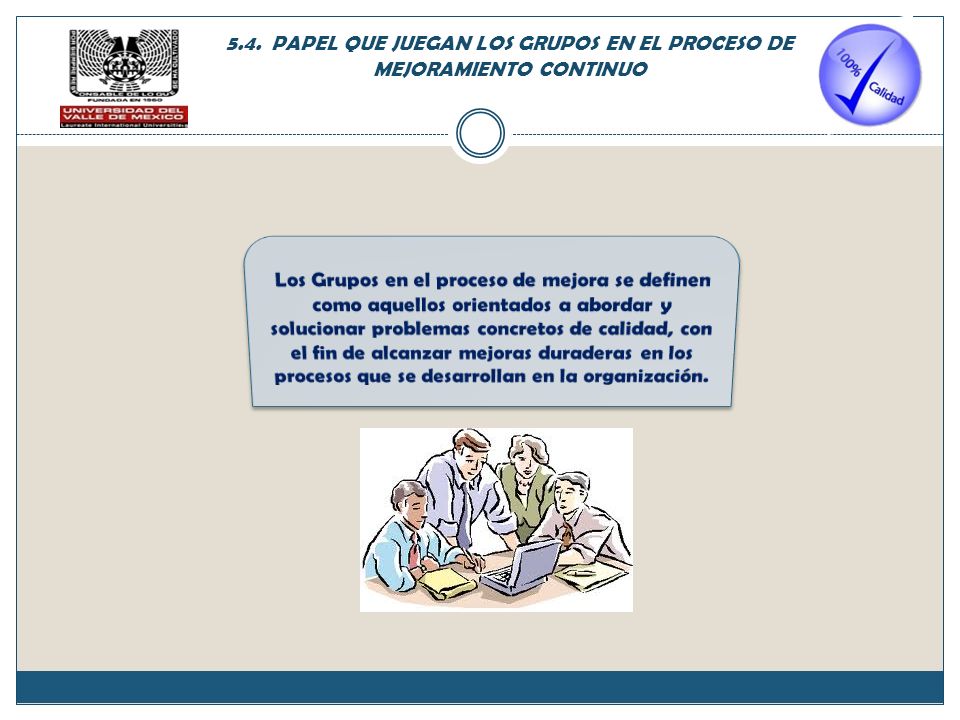5.4. PAPEL QUE JUEGAN LOS GRUPOS EN EL PROCESO DE MEJORAMIENTO CONTINUO