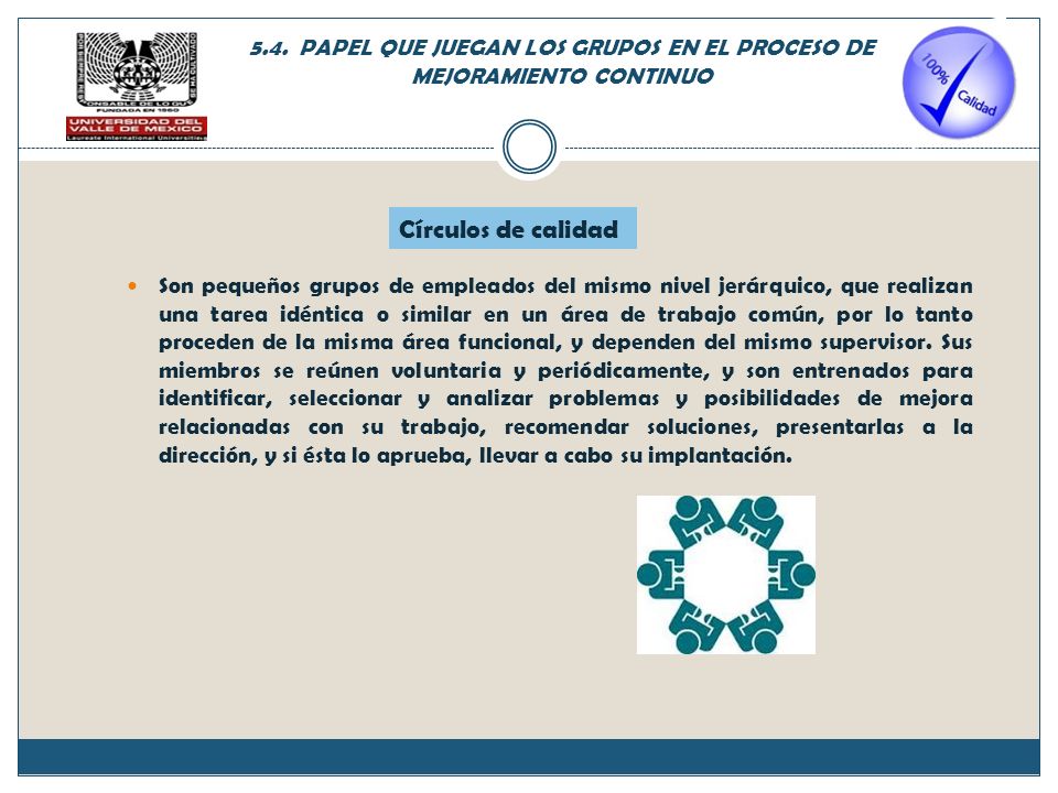 5.4. PAPEL QUE JUEGAN LOS GRUPOS EN EL PROCESO DE MEJORAMIENTO CONTINUO
