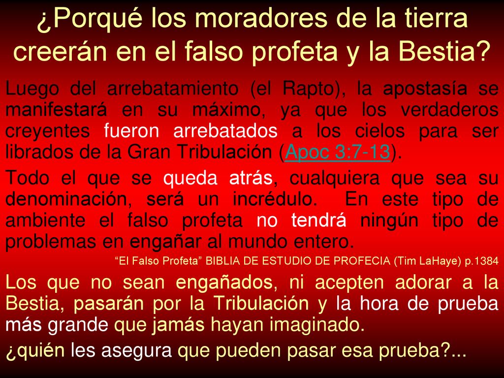 ¿Porqué los moradores de la tierra creerán en el falso profeta y la Bestia