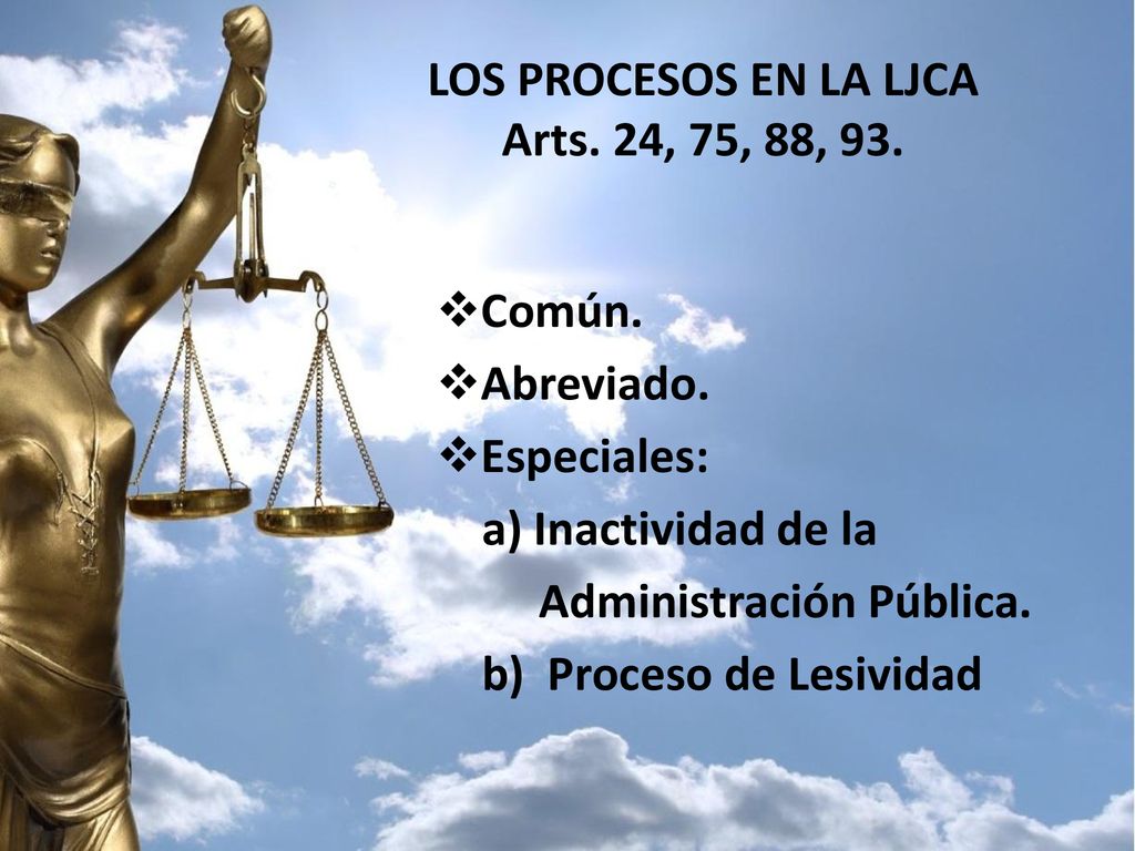 LOS PROCESOS EN LA LJCA Arts. 24, 75, 88, 93.