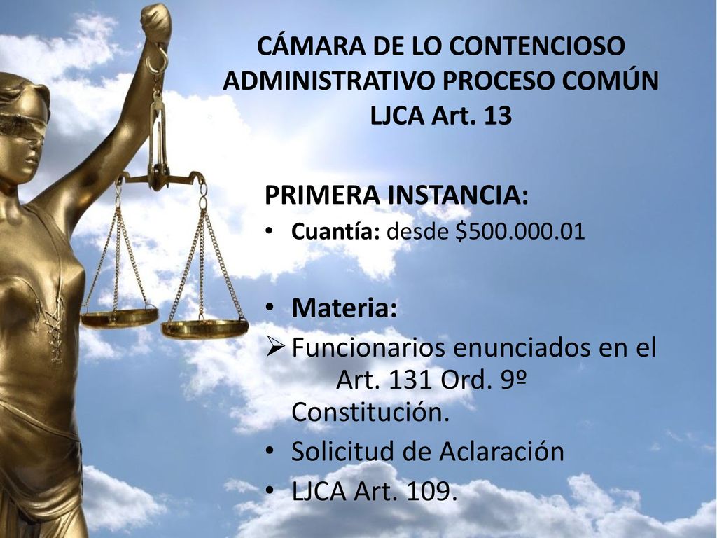 CÁMARA DE LO CONTENCIOSO ADMINISTRATIVO PROCESO COMÚN LJCA Art. 13