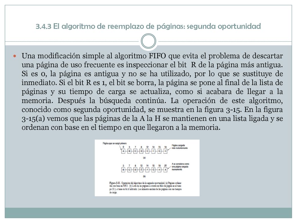 3.4.3 El algoritmo de reemplazo de páginas: segunda oportunidad