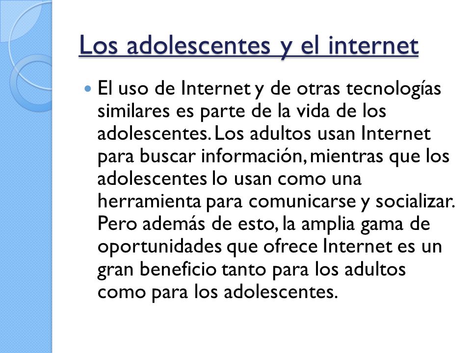 Los adolescentes y el internet