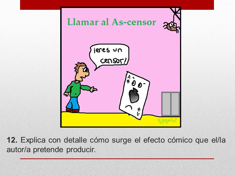 12. Explica con detalle cómo surge el efecto cómico que el/la autor/a pretende producir.