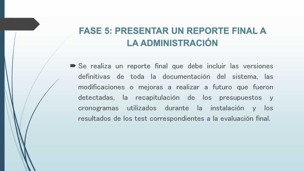 Fase 5: Presentar un reporte final a la administración