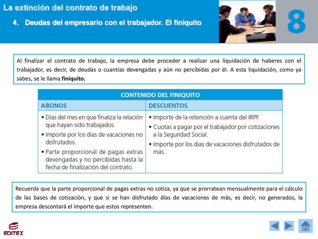4. Deudas del empresario con el trabajador. El finiquito
