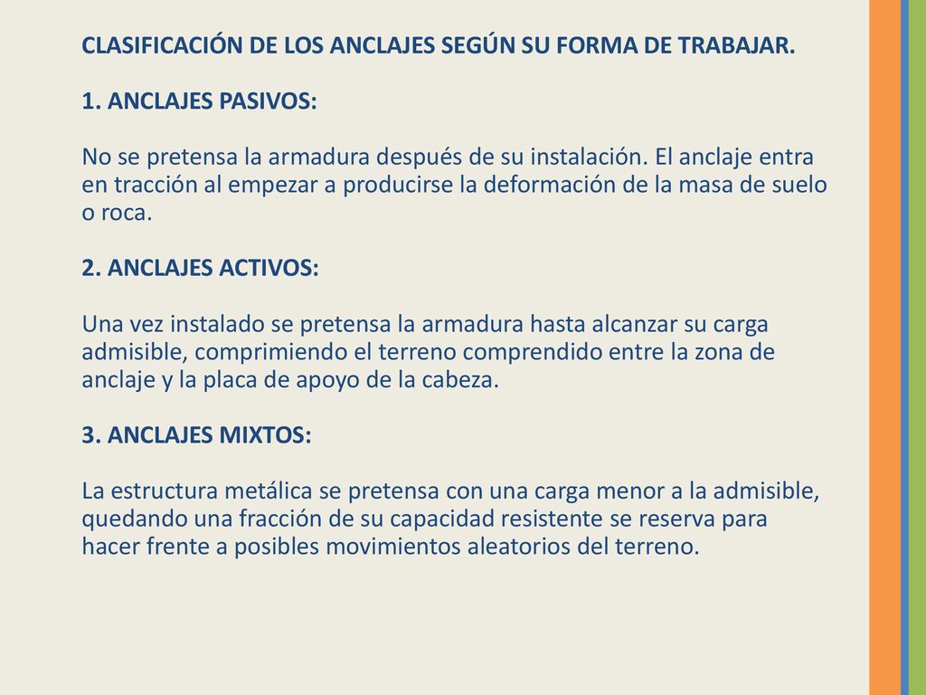 CLASIFICACIÓN DE LOS ANCLAJES SEGÚN SU FORMA DE TRABAJAR. 1