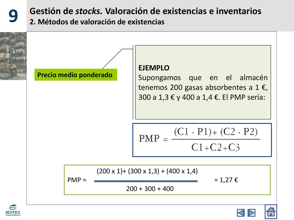 9 Gestión de stocks. Valoración de existencias e inventarios 2. Métodos de valoración de existencias.