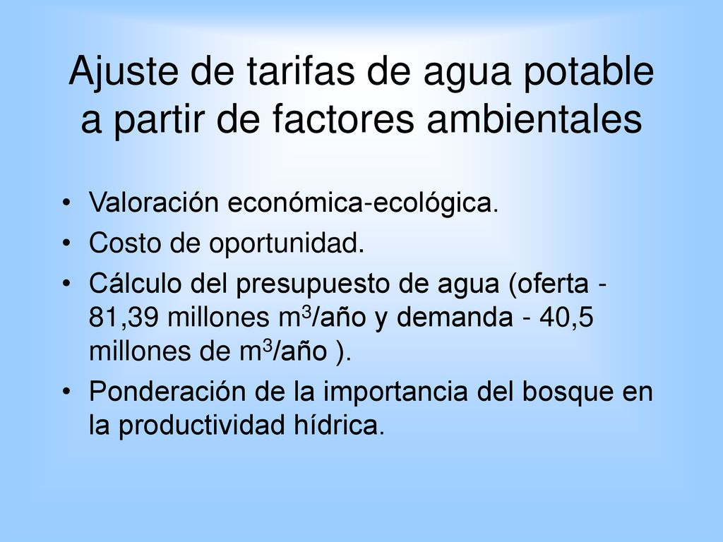 Ajuste de tarifas de agua potable a partir de factores ambientales