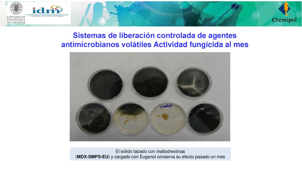 Sistemas de liberación controlada de agentes antimicrobianos volátiles Actividad fungicida al mes
