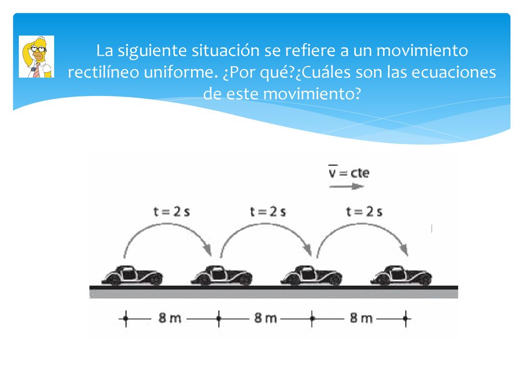 La siguiente situación se refiere a un movimiento rectilíneo uniforme
