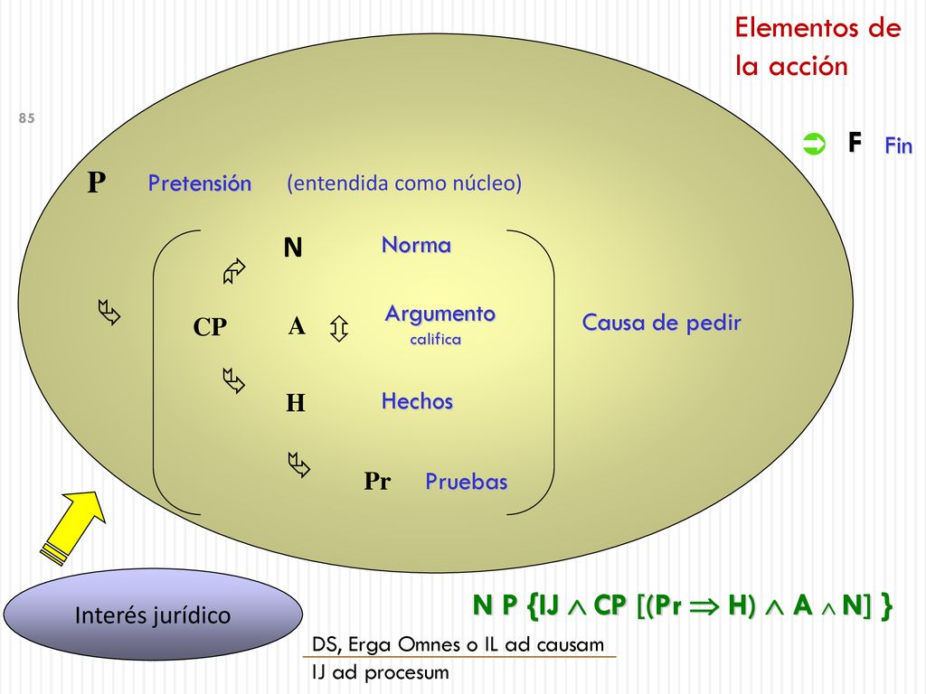 Elementos de la acción F  P N   N P {IJ  CP [(Pr  H)  A  N] }