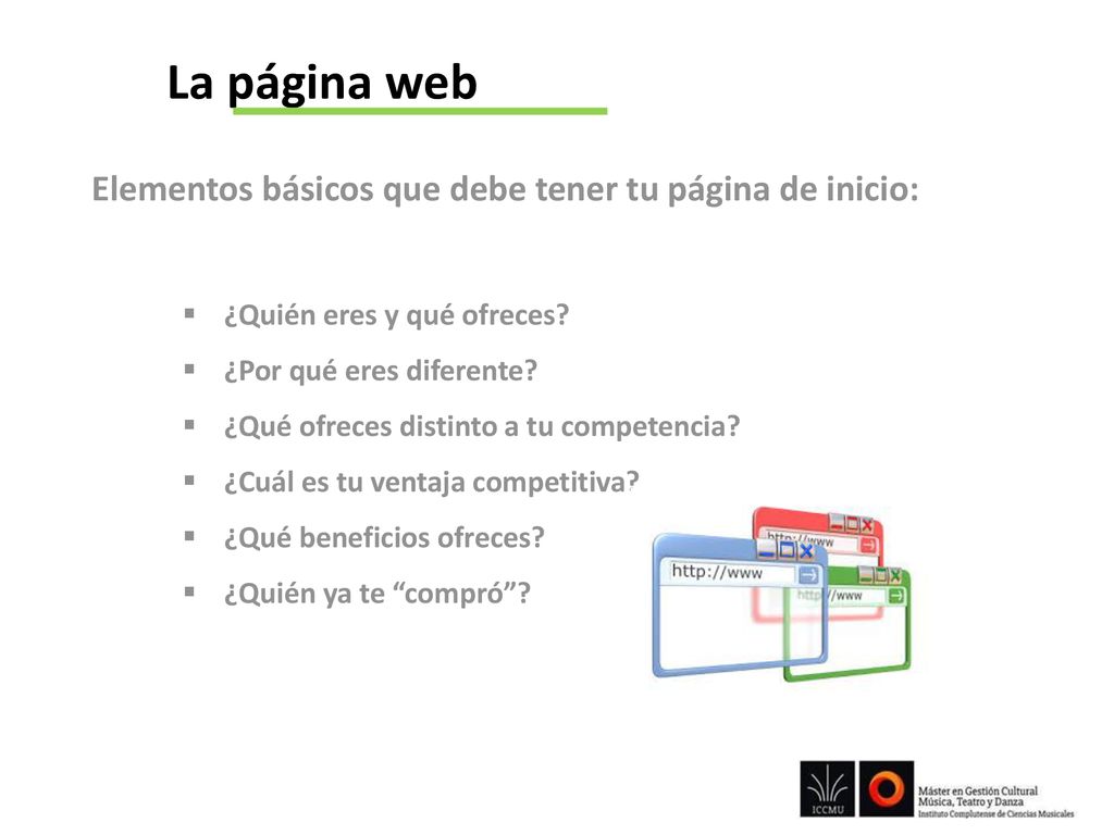 La página web Elementos básicos que debe tener tu página de inicio:
