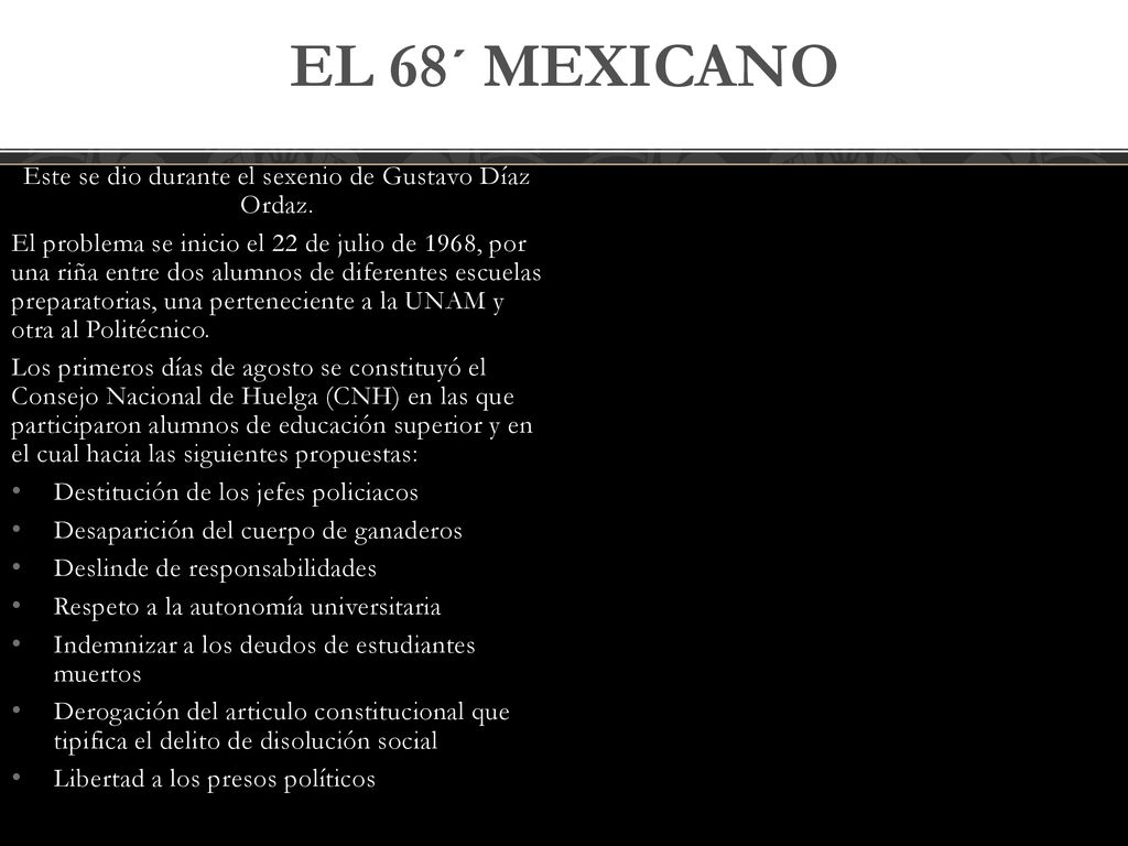 Este se dio durante el sexenio de Gustavo Díaz Ordaz.