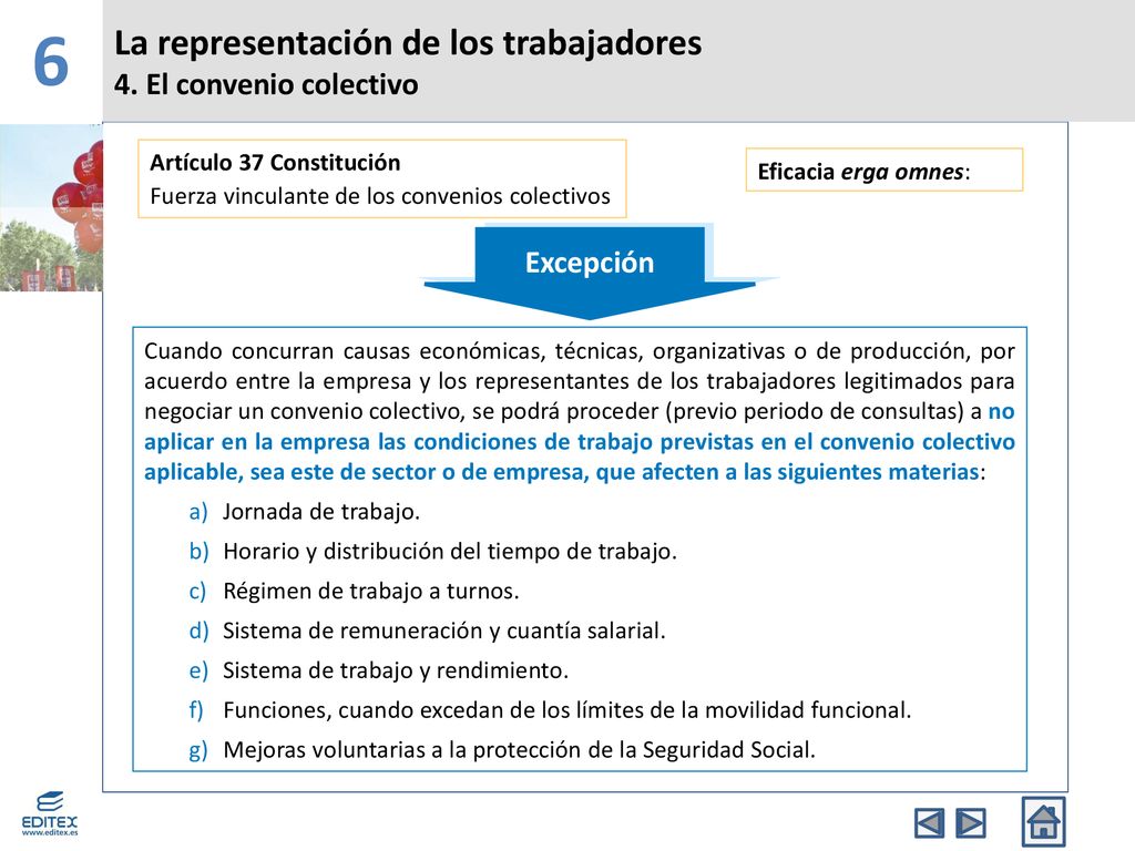 6 La representación de los trabajadores 4. El convenio colectivo