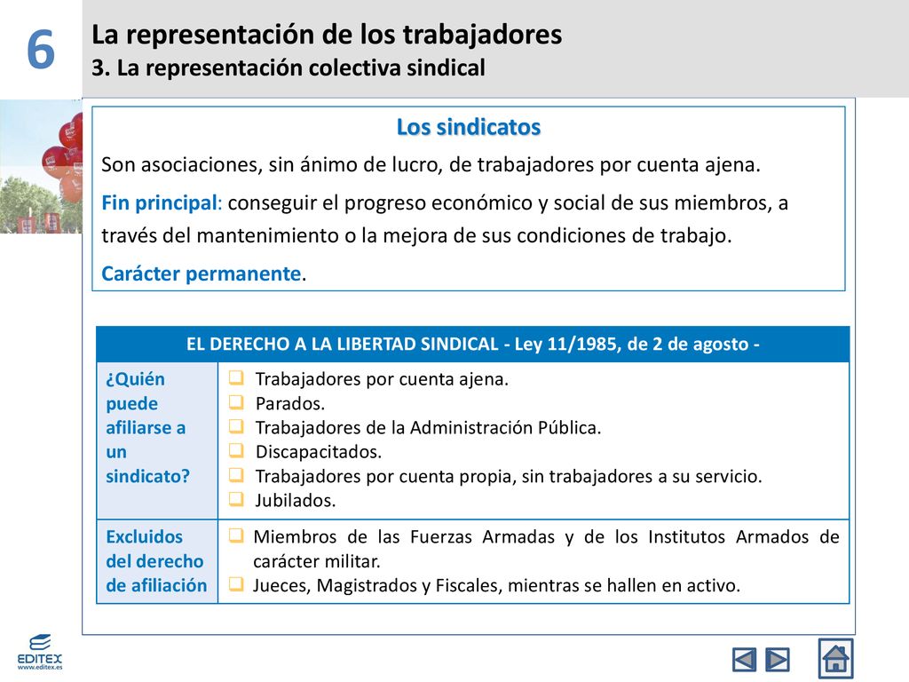 EL DERECHO A LA LIBERTAD SINDICAL - Ley 11/1985, de 2 de agosto -