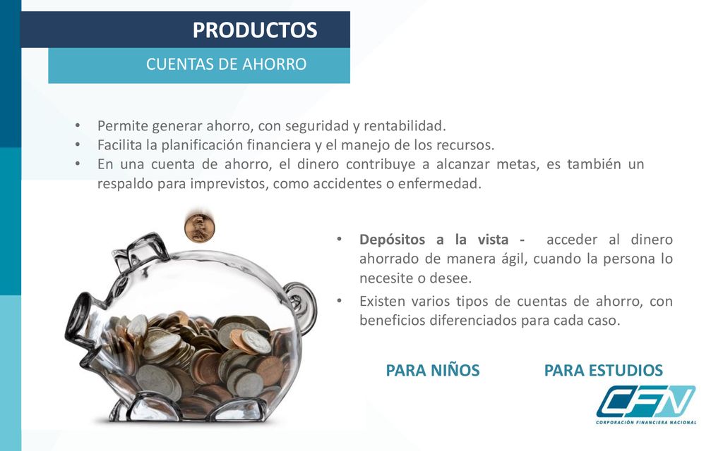 PRODUCTOS CUENTAS DE AHORRO PARA NIÑOS PARA ESTUDIOS