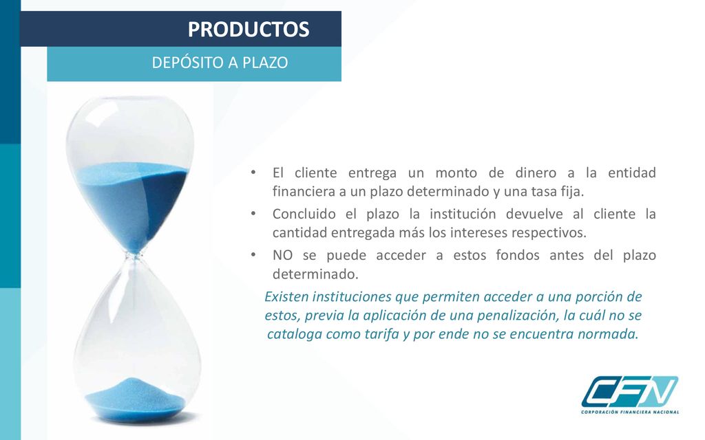 PRODUCTOS DEPÓSITO A PLAZO