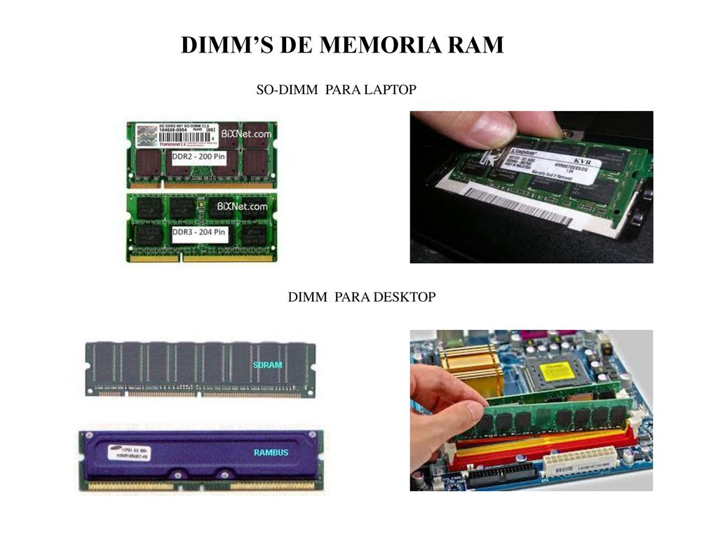 DIMM’S DE MEMORIA RAM SO-DIMM PARA LAPTOP DIMM PARA DESKTOP